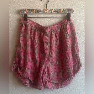 Free People Pink Plaid Shorts